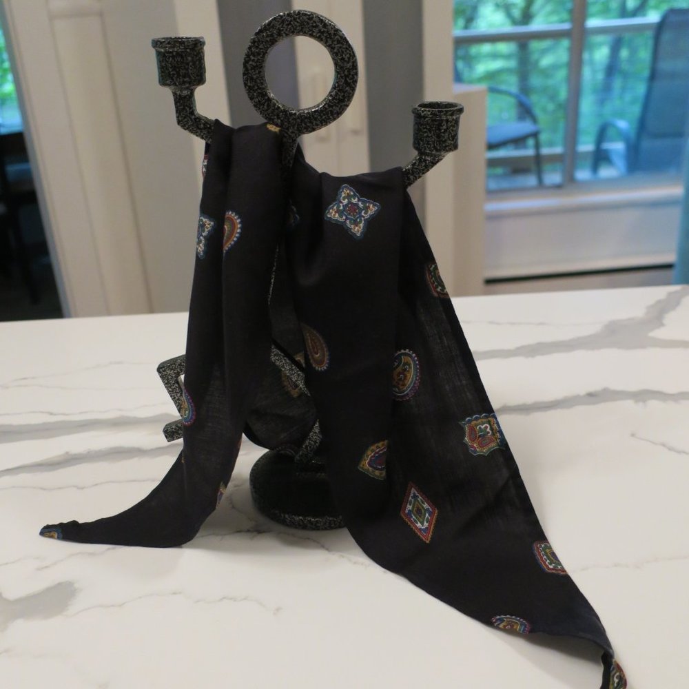 Vintage Black Paisley Triangle Scarf